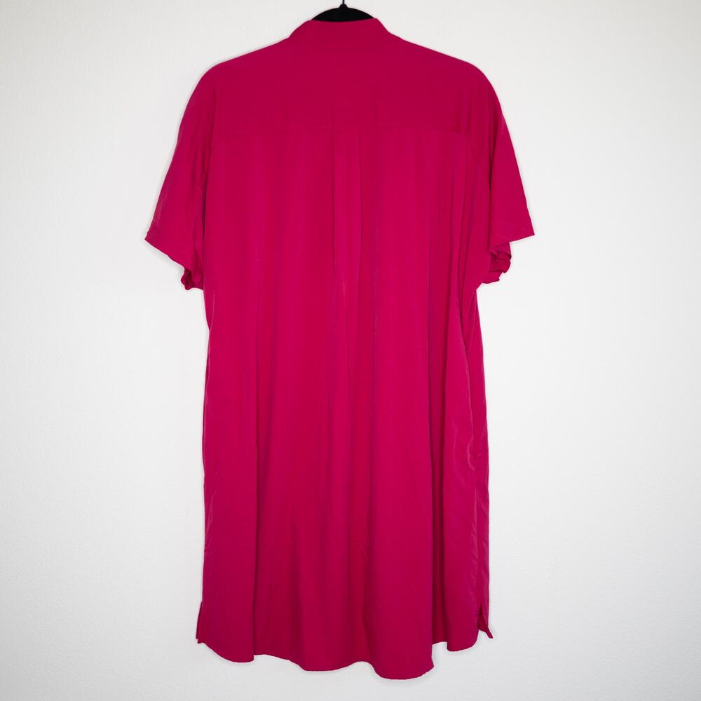 Aday Anywhere Dress Raspberry Magenta Shirt Shift Tunic Travel Pockets SZ L - Picture 4 of 6